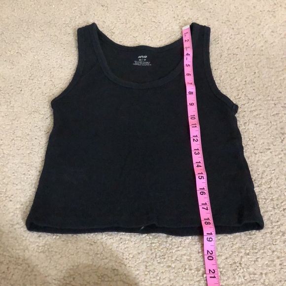 aerie Tops - Aerie distressed baby tank top, xs, black, ribbed